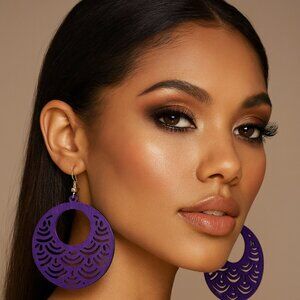 Purple Breeze Carved Hoops